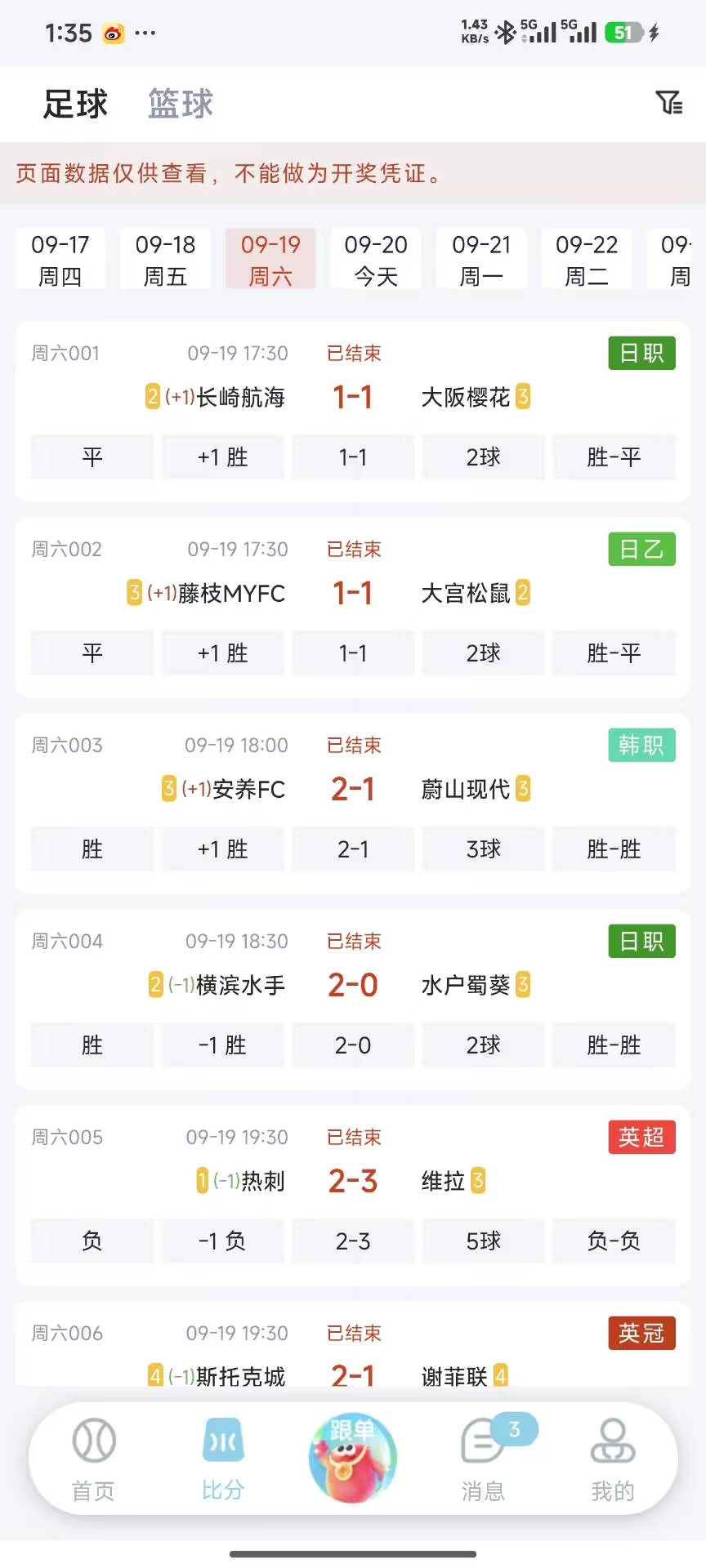 乐达助手比分页界面，按日期查看赛程与赛事统计数据